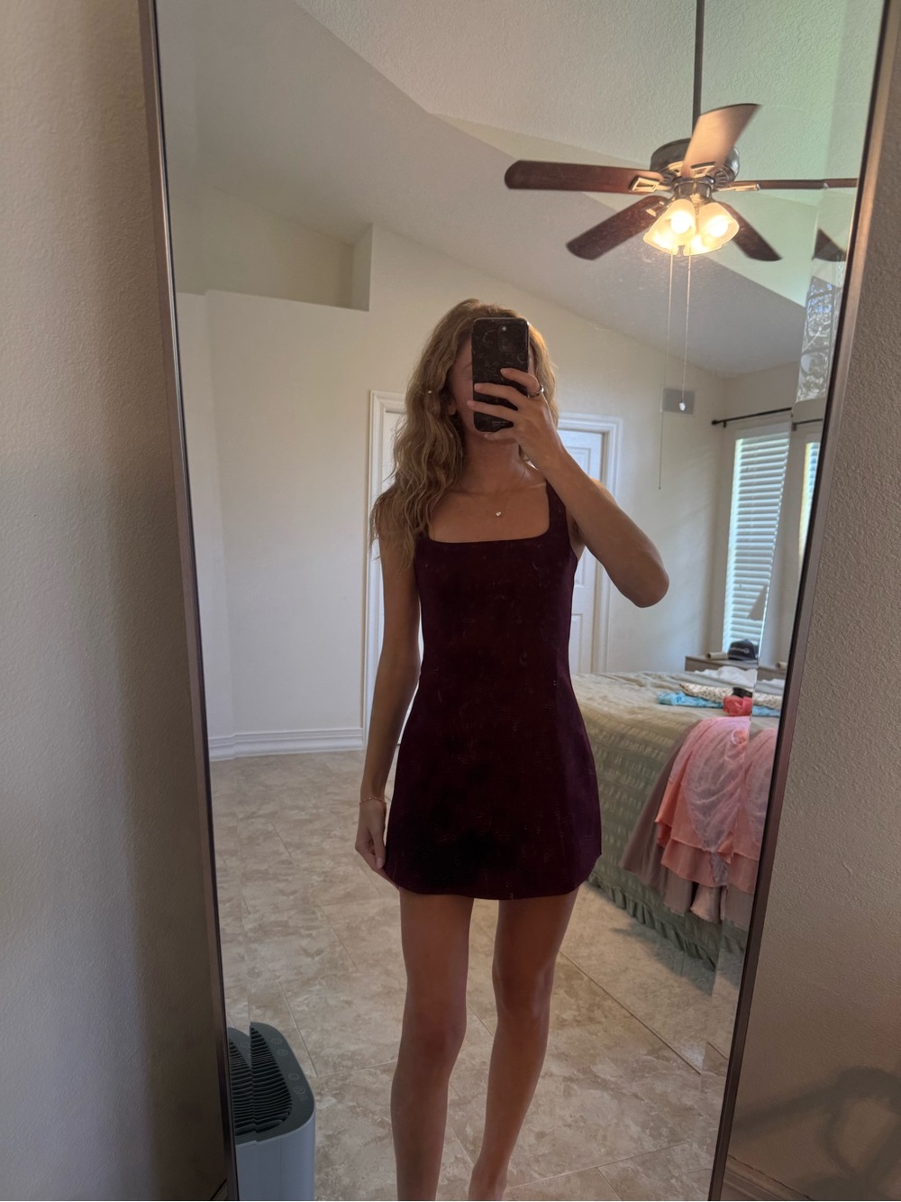REVOLVE Square Neck Bodycon Mini Dress in Burgundy